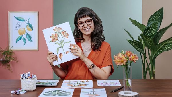 Acuarela botánica: ilustra la anatomía de las flores