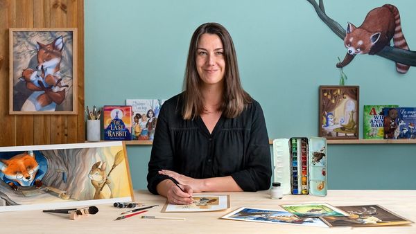 Creación de personajes animales en acuarela para libros infantiles