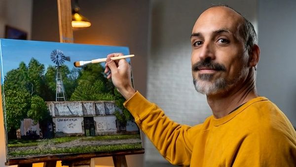 Paisaje realista con pintura acrílica